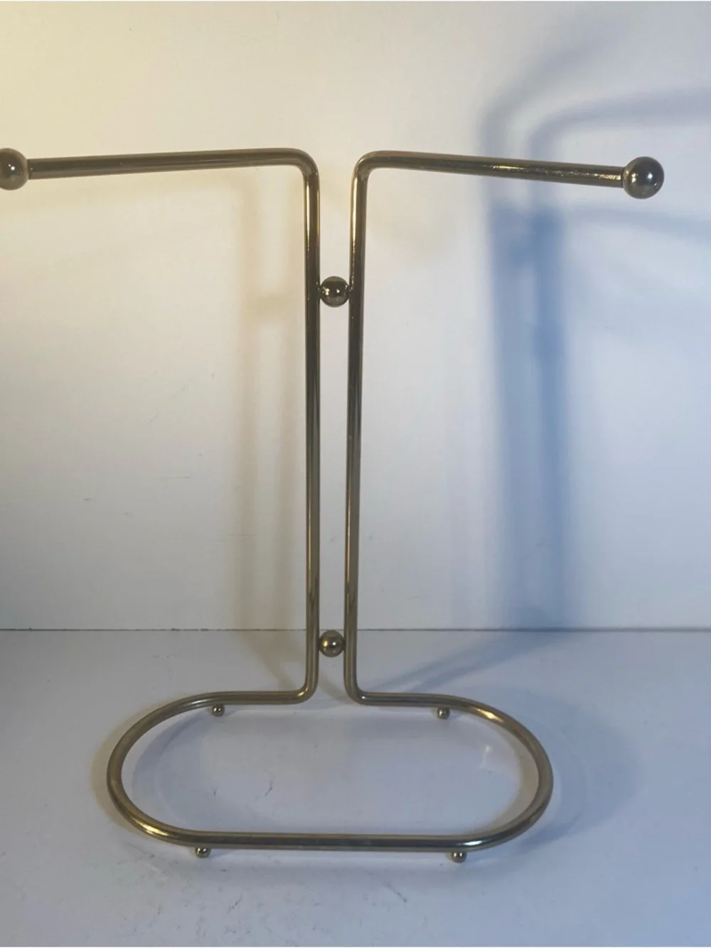 Vintage MCM Gold Tone Metal Hand Towel Rack Bathroom Display 10.5” Height